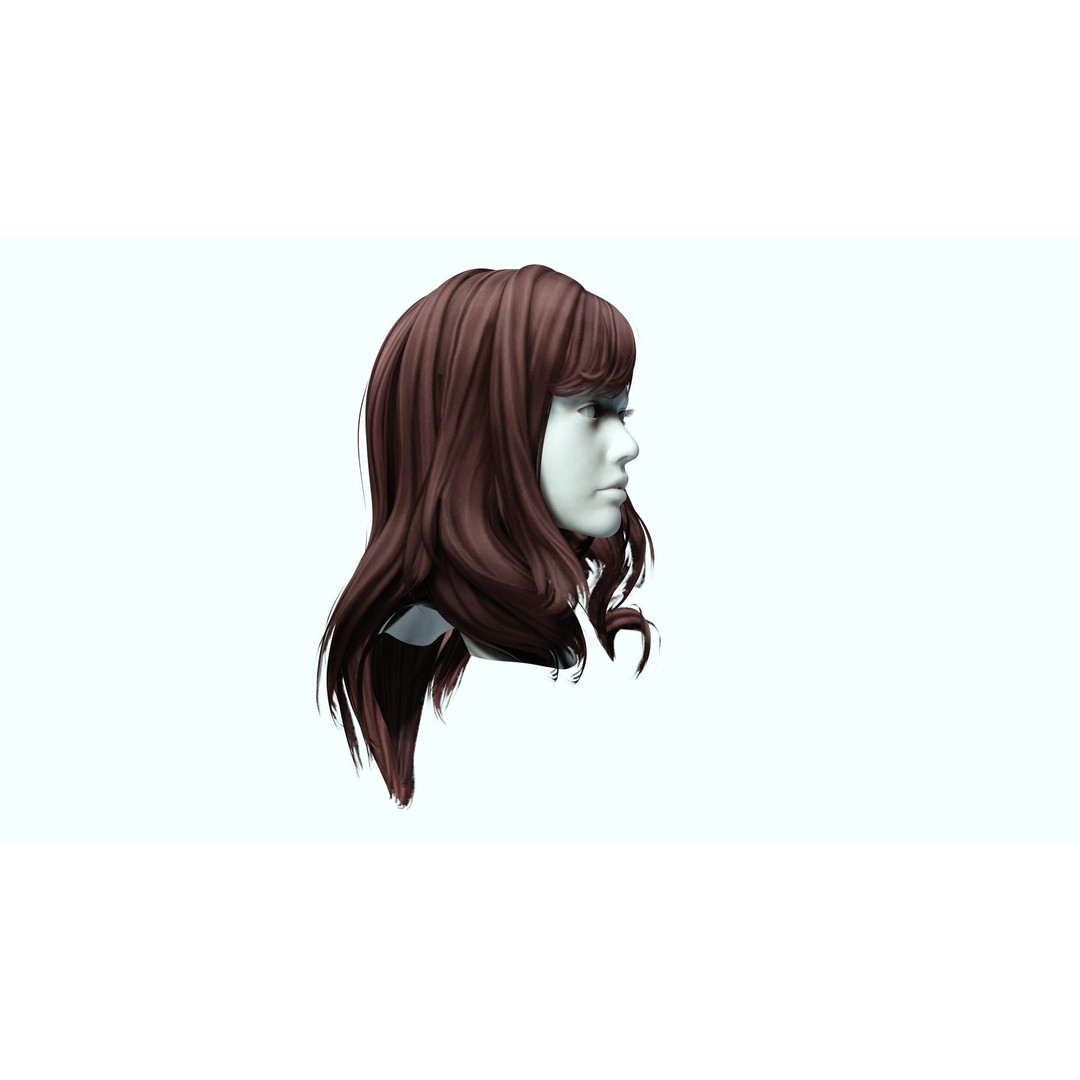 Female Colorable Hair 3D Model – Low Poly Realistic Game Asset, FBX - View 10