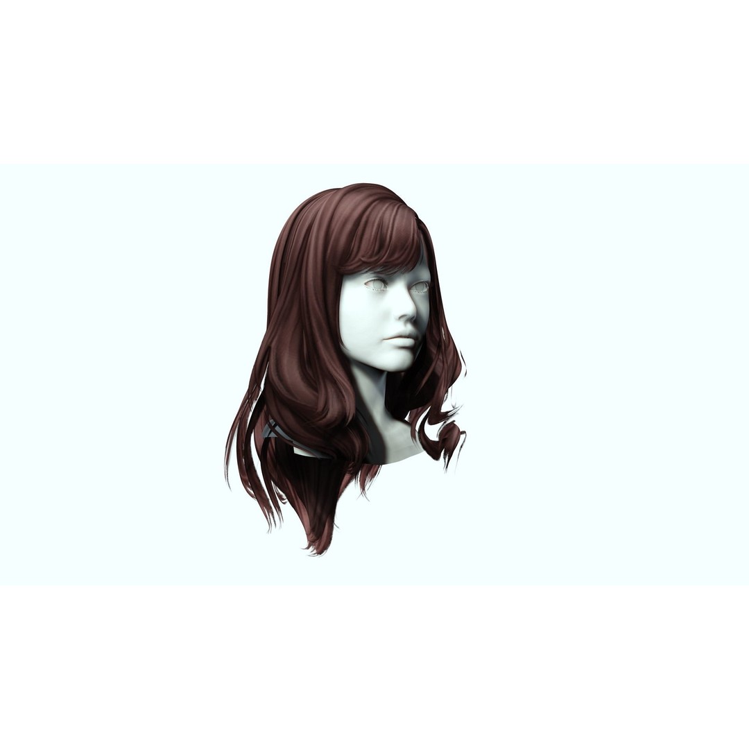 Female Colorable Hair 3D Model – Low Poly Realistic Game Asset, FBX - View 11