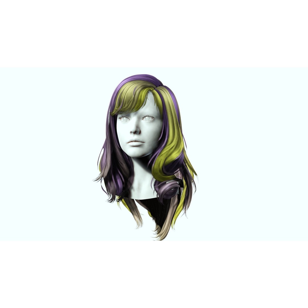 Female Colorable Hair 3D Model – Low Poly Realistic Game Asset, FBX - View 12