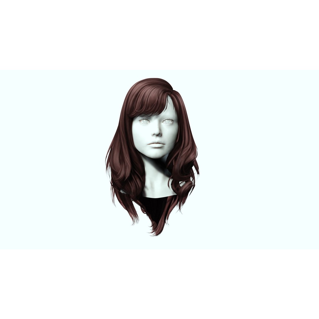 Female Colorable Hair 3D Model – Low Poly Realistic Game Asset, FBX - View 4