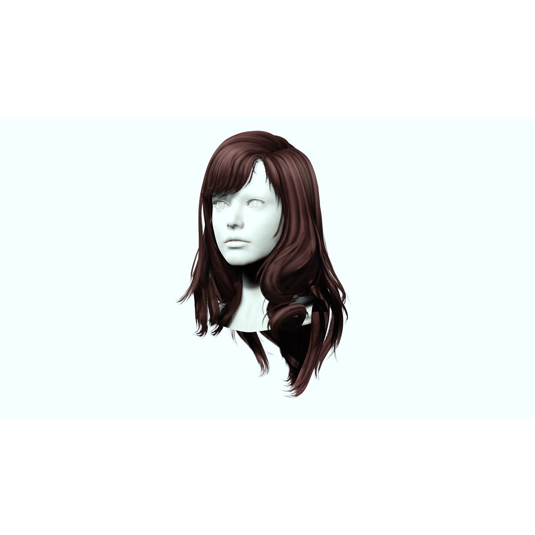 Female Colorable Hair 3D Model – Low Poly Realistic Game Asset, FBX - View 5