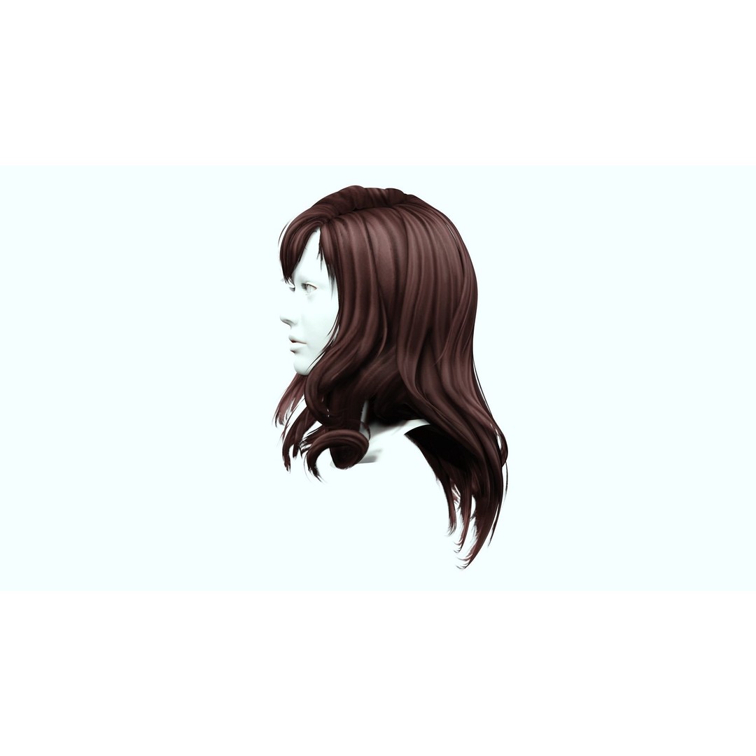 Female Colorable Hair 3D Model – Low Poly Realistic Game Asset, FBX - View 6