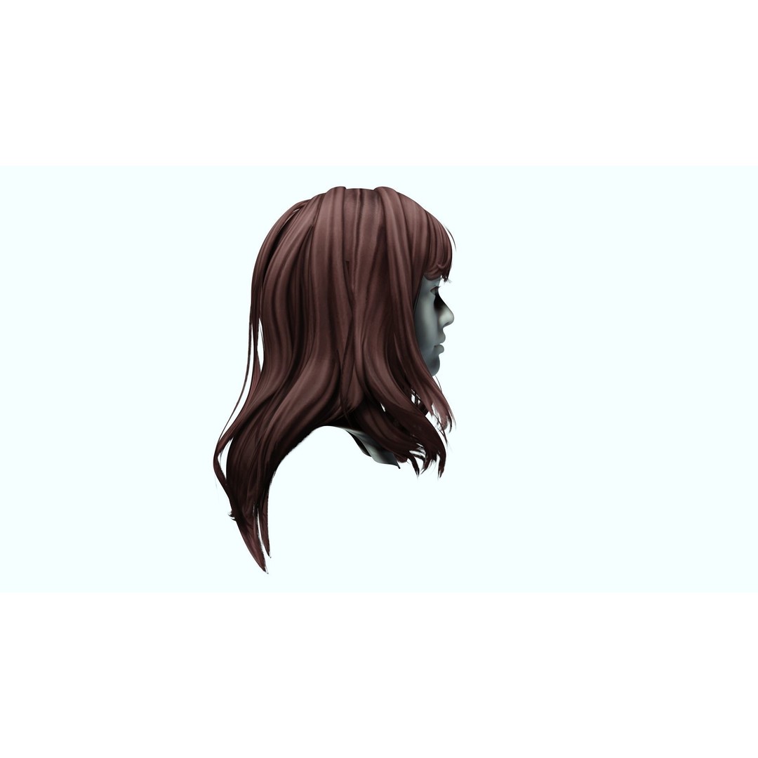 Female Colorable Hair 3D Model – Low Poly Realistic Game Asset, FBX - View 9