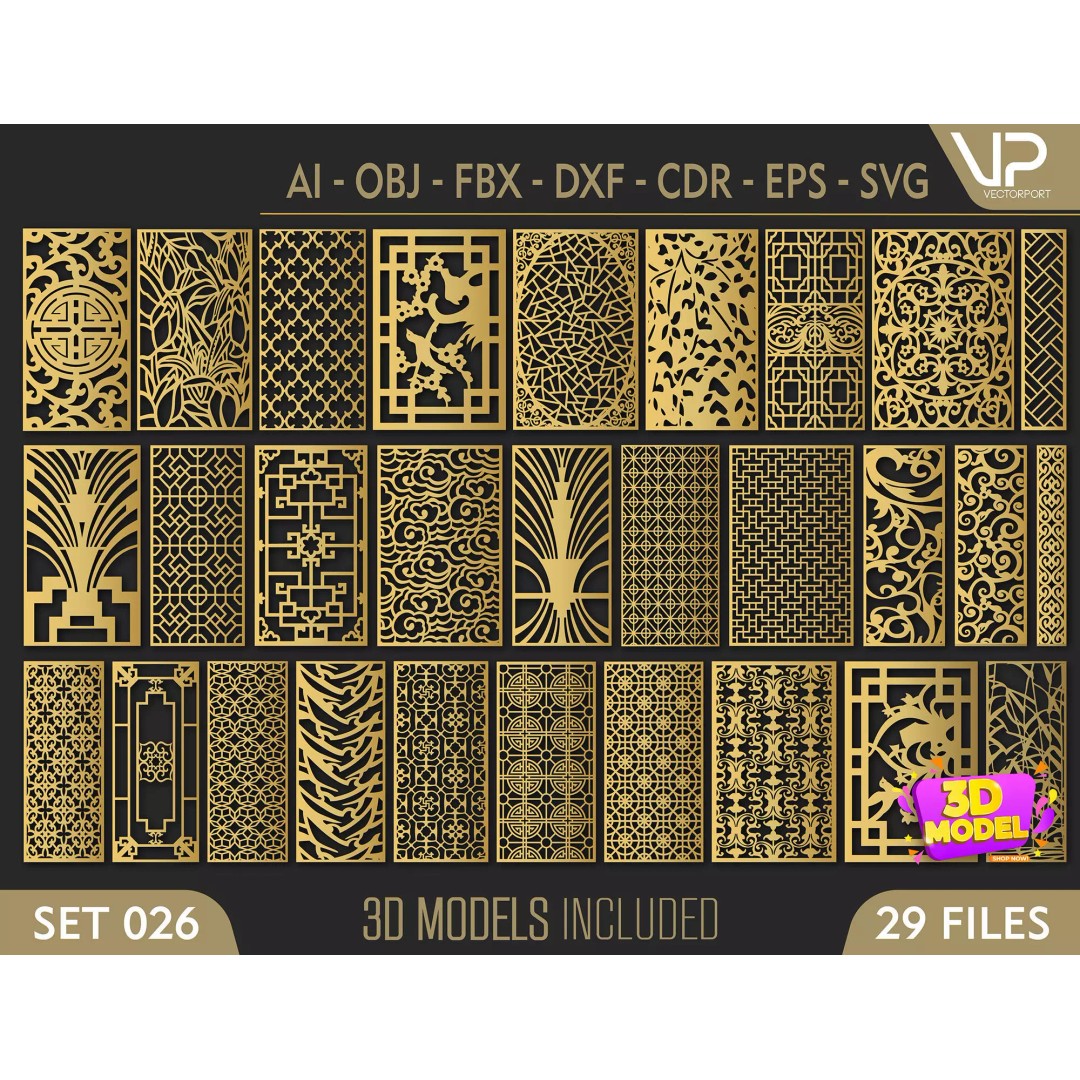 29 Decorative Wall Panels 3D Model – Modern Screen Designs, OBJ, FBX - View 2