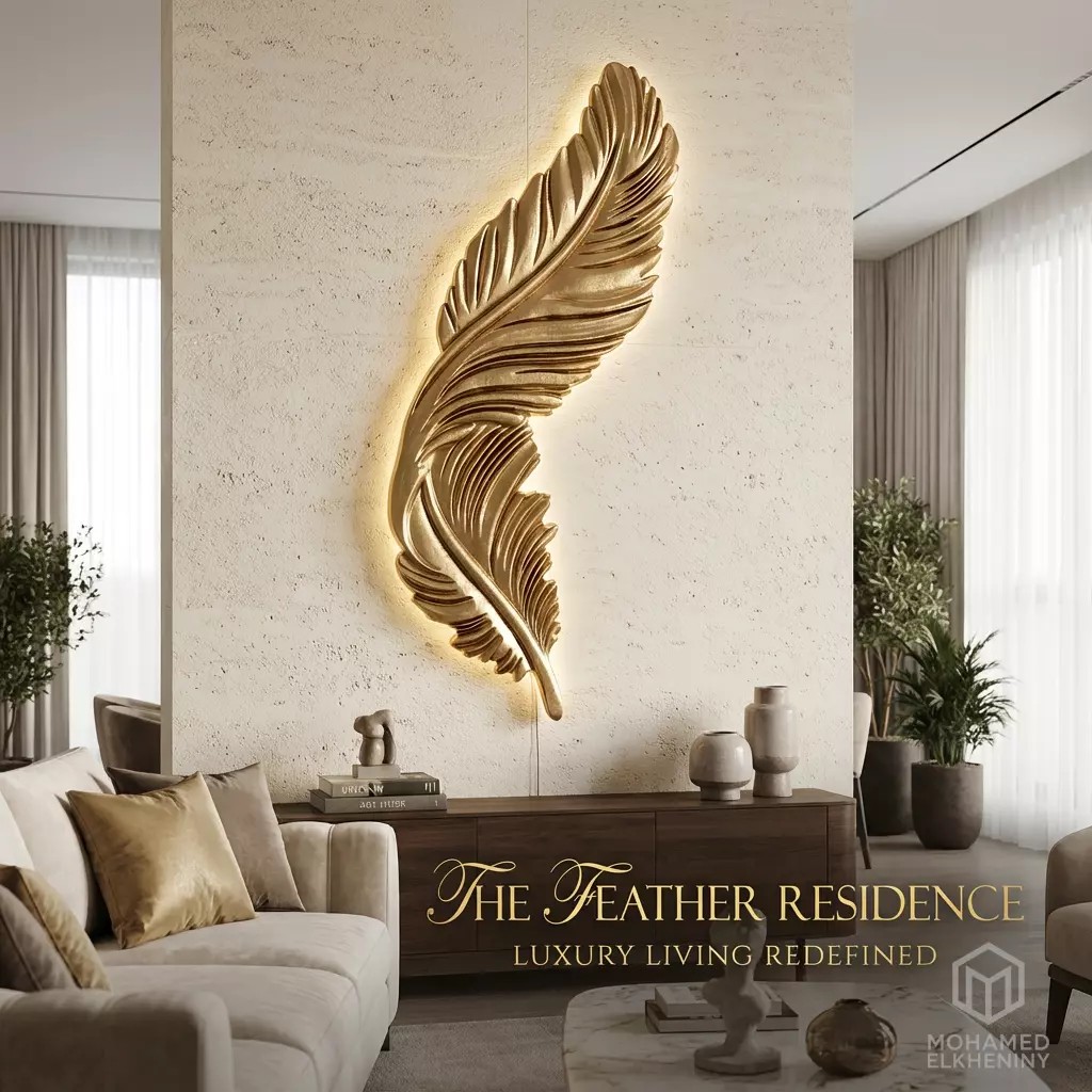Feather Relief Panel 3D Model – Elegant Wall Decor for CNC & 3D Printing - View 12
