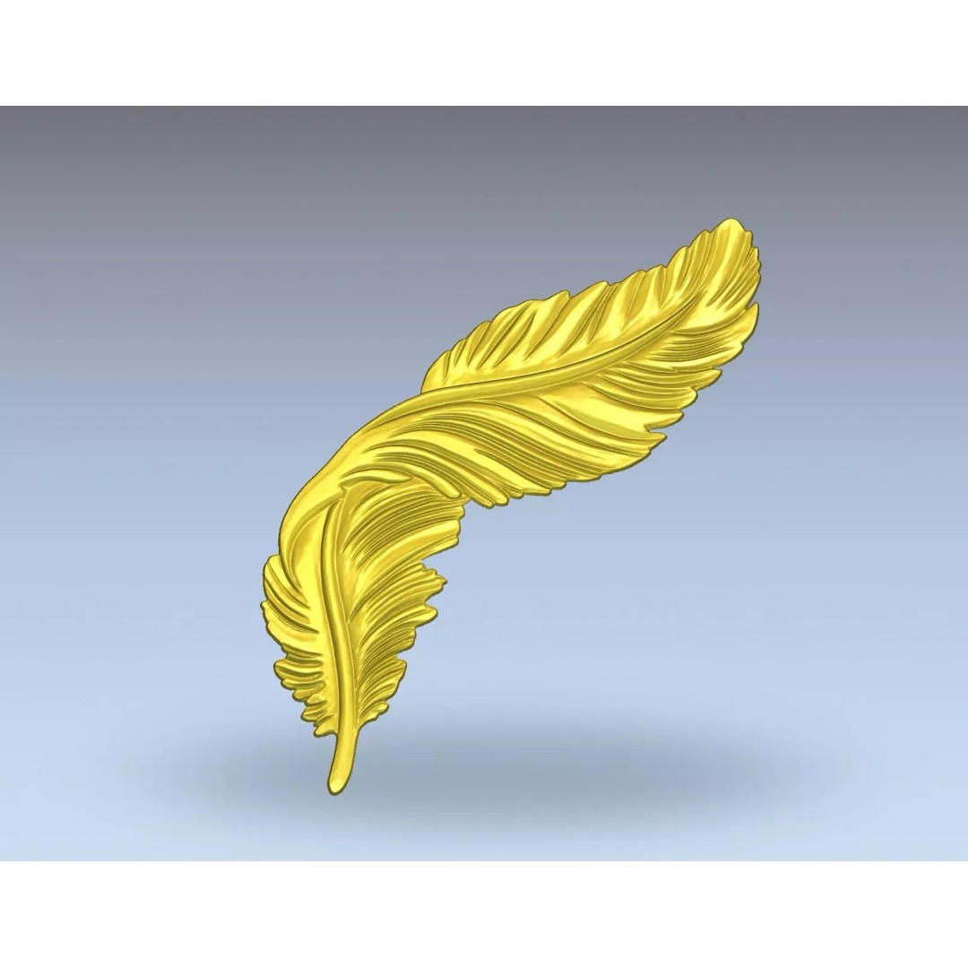 Feather Relief Panel 3D Model – Elegant Wall Decor for CNC & 3D Printing - View 15
