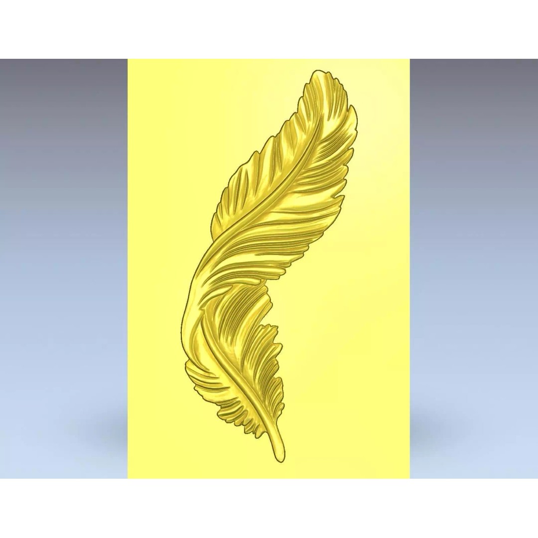 Feather Relief Panel 3D Model – Elegant Wall Decor for CNC & 3D Printing - View 19