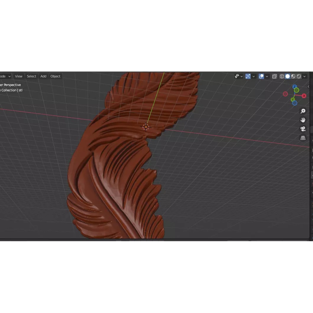 Feather Relief Panel 3D Model – Elegant Wall Decor for CNC & 3D Printing - View 20