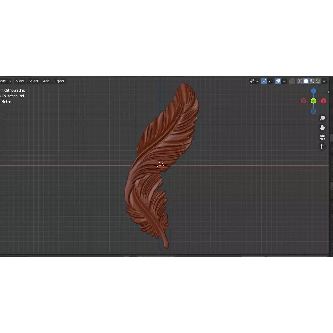 Feather Relief Panel 3D Model – Elegant Wall Decor for CNC & 3D Printing - View 5