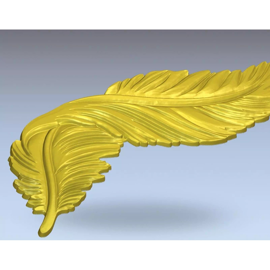 Feather Relief Panel 3D Model – Elegant Wall Decor for CNC & 3D Printing - View 7