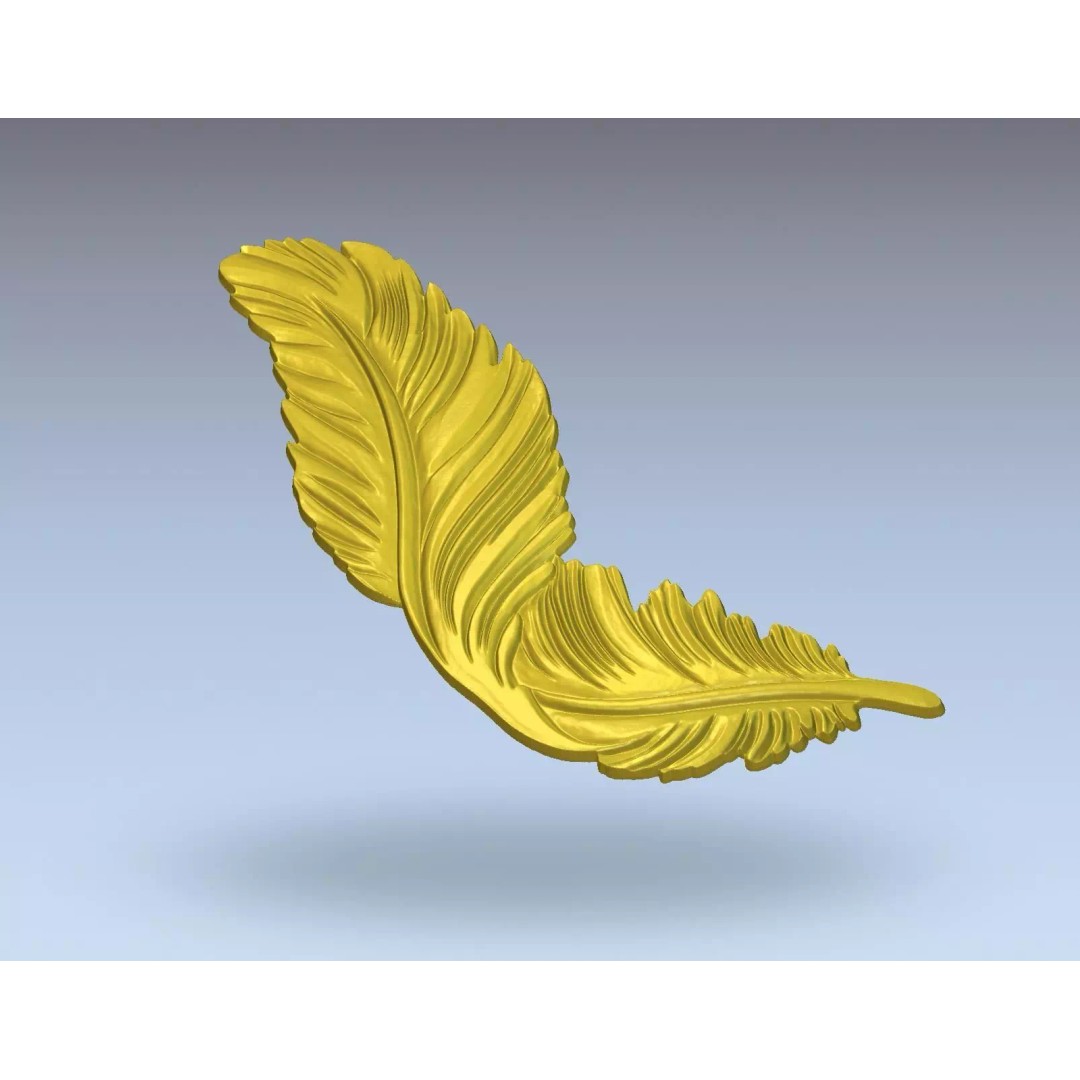 Feather Relief Panel 3D Model – Elegant Wall Decor for CNC & 3D Printing - View 8