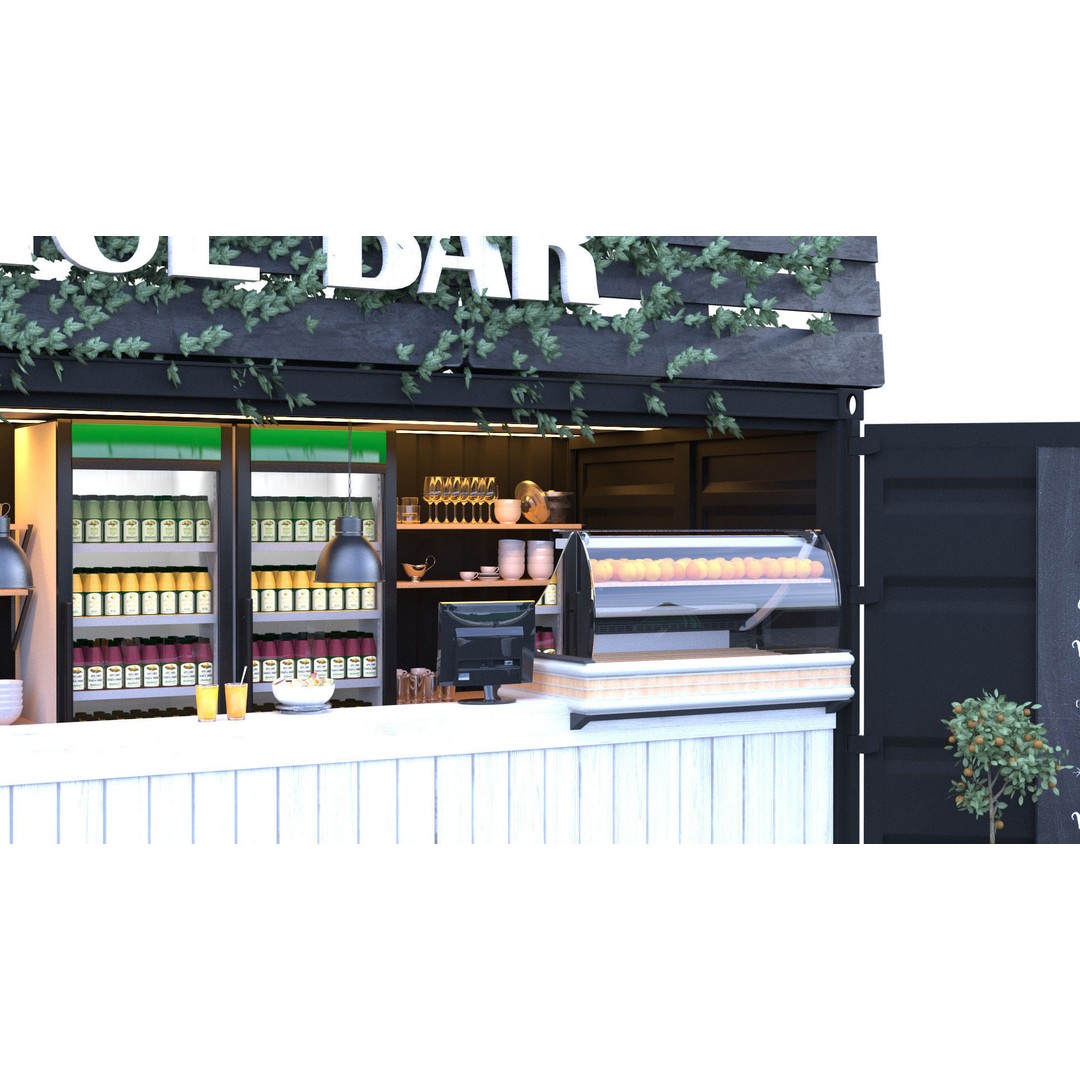 Container Juice Cafe 3D Model – High Quality Portable Kiosk, FBX - View 10