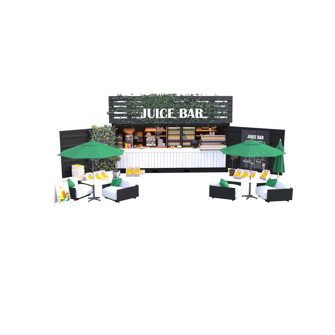 Container Juice Cafe 3D Model – High Quality Portable Kiosk, FBX - View 12