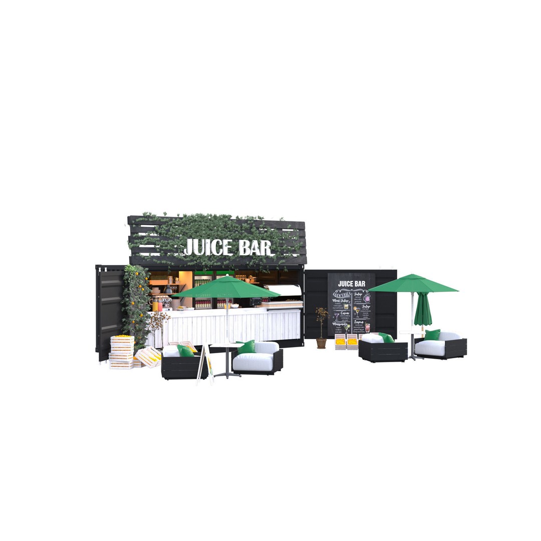 Container Juice Cafe 3D Model – High Quality Portable Kiosk, FBX - View 4
