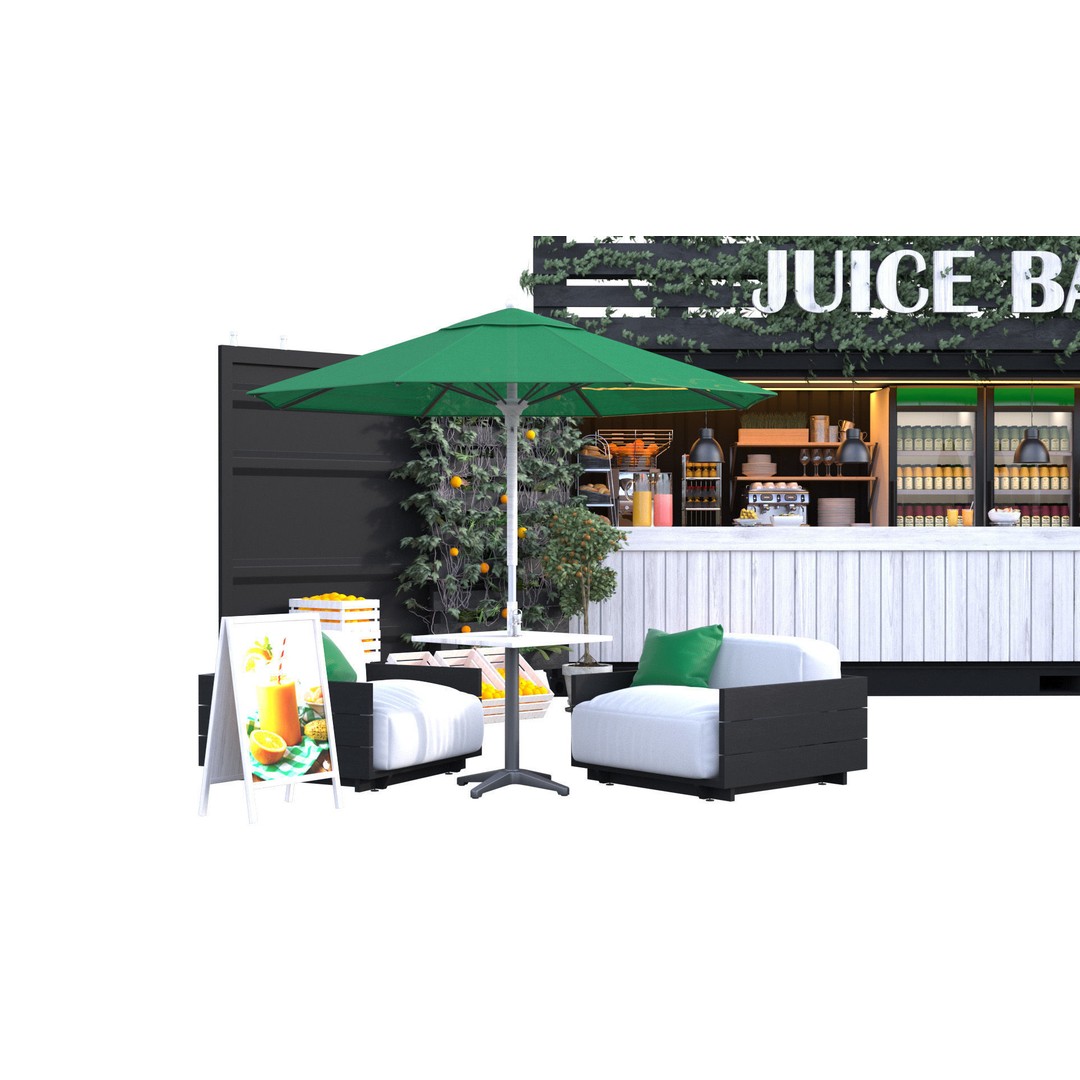 Container Juice Cafe 3D Model – High Quality Portable Kiosk, FBX - View 5