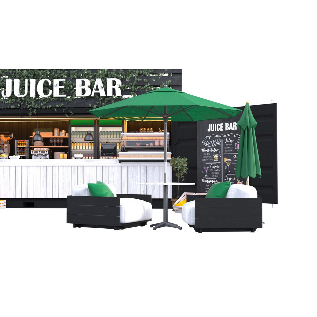 Container Juice Cafe 3D Model – High Quality Portable Kiosk, FBX - View 6