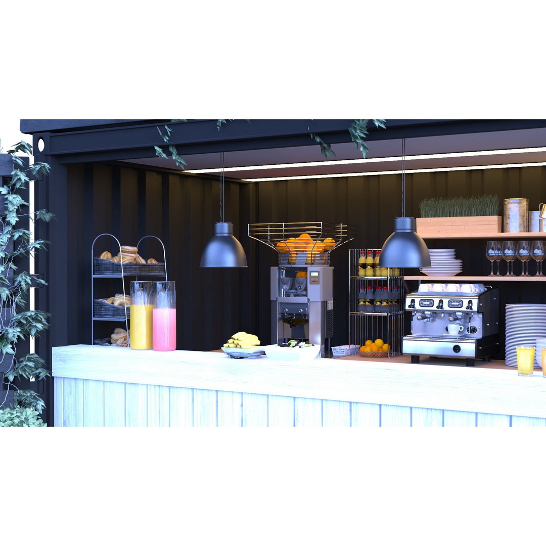Container Juice Cafe 3D Model – High Quality Portable Kiosk, FBX - View 7