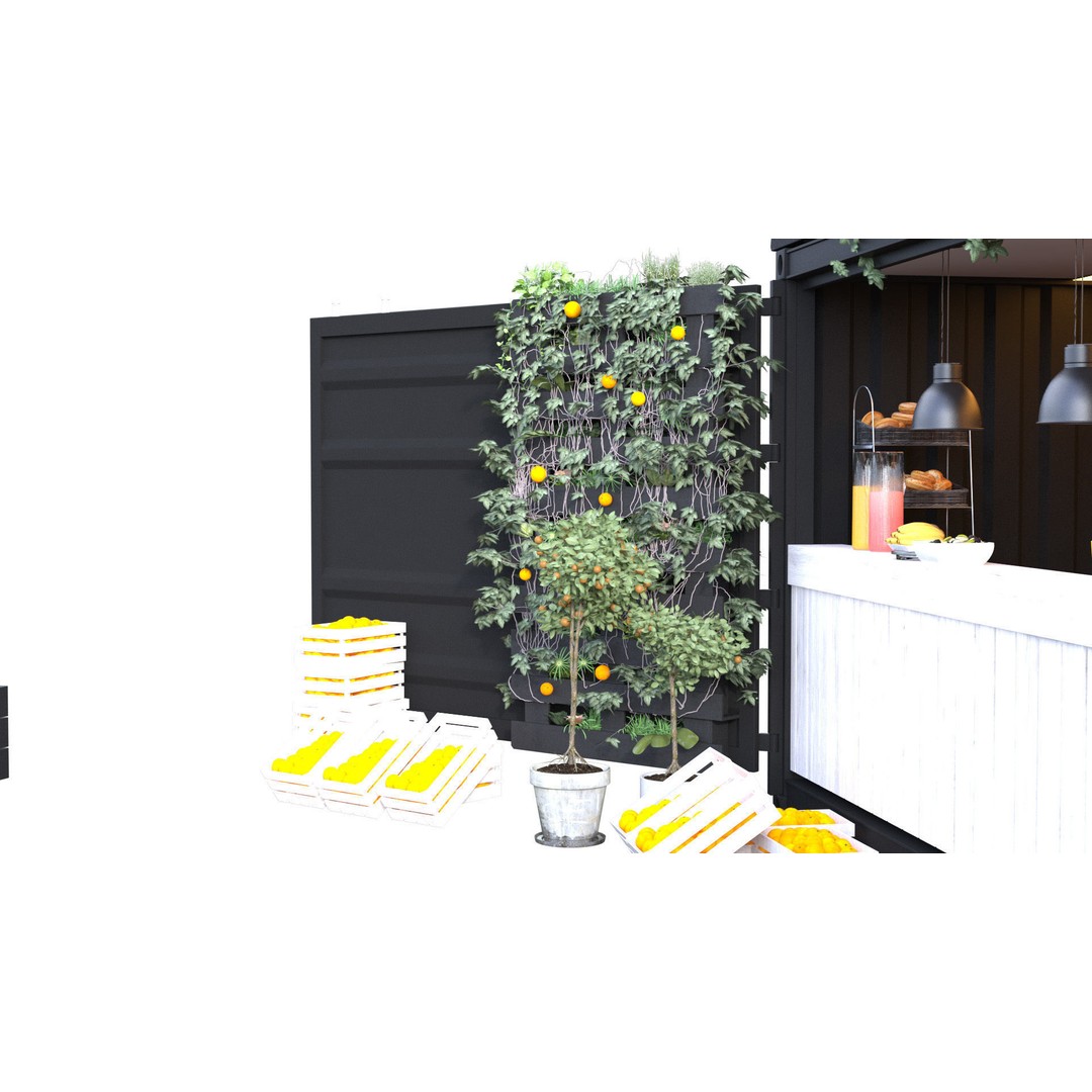 Container Juice Cafe 3D Model – High Quality Portable Kiosk, FBX - View 9