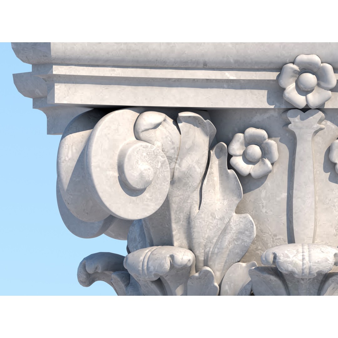 Corinthian Column 3D Model – Low Poly Architectural Element, FBX - View 10