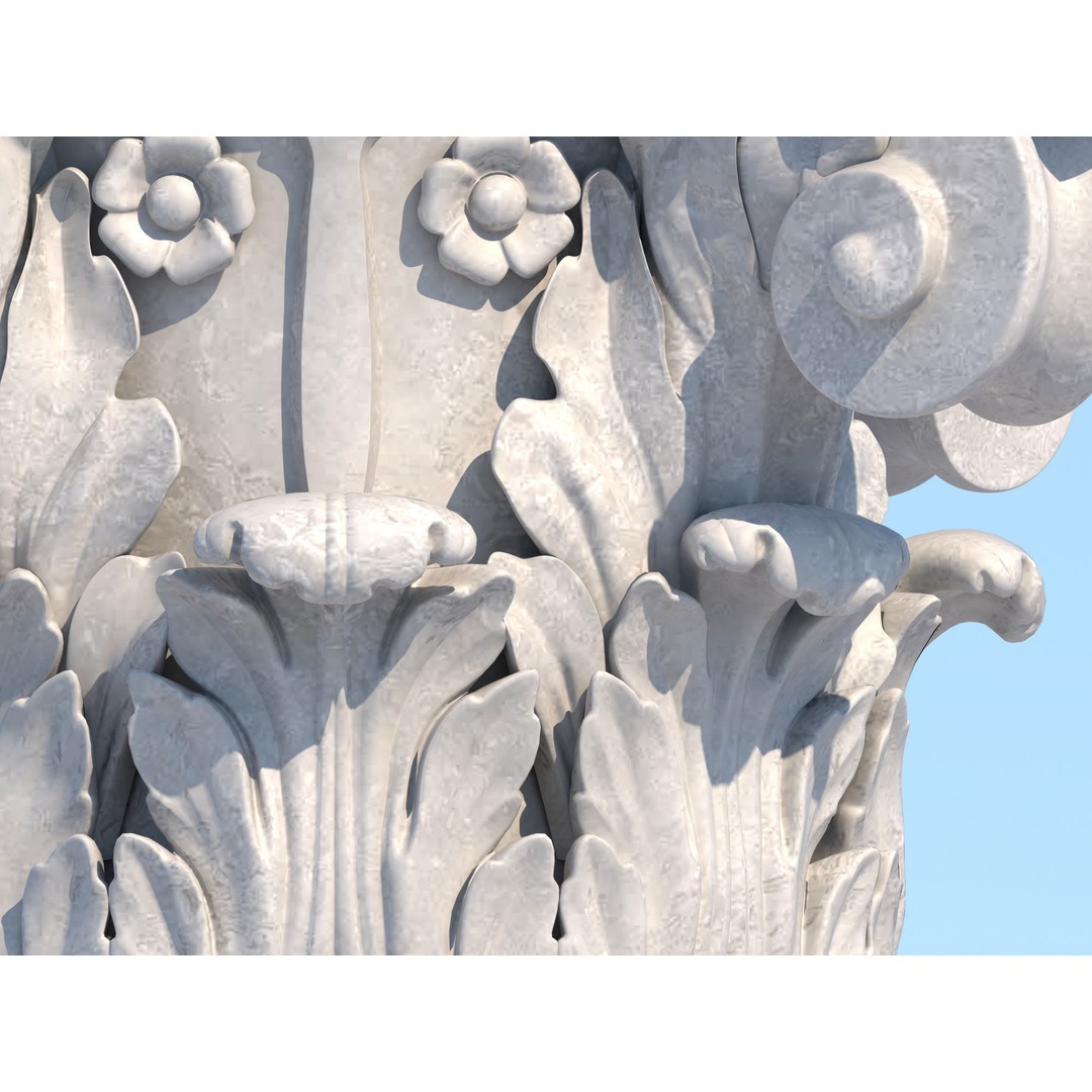 Corinthian Column 3D Model – Low Poly Architectural Element, FBX - View 11