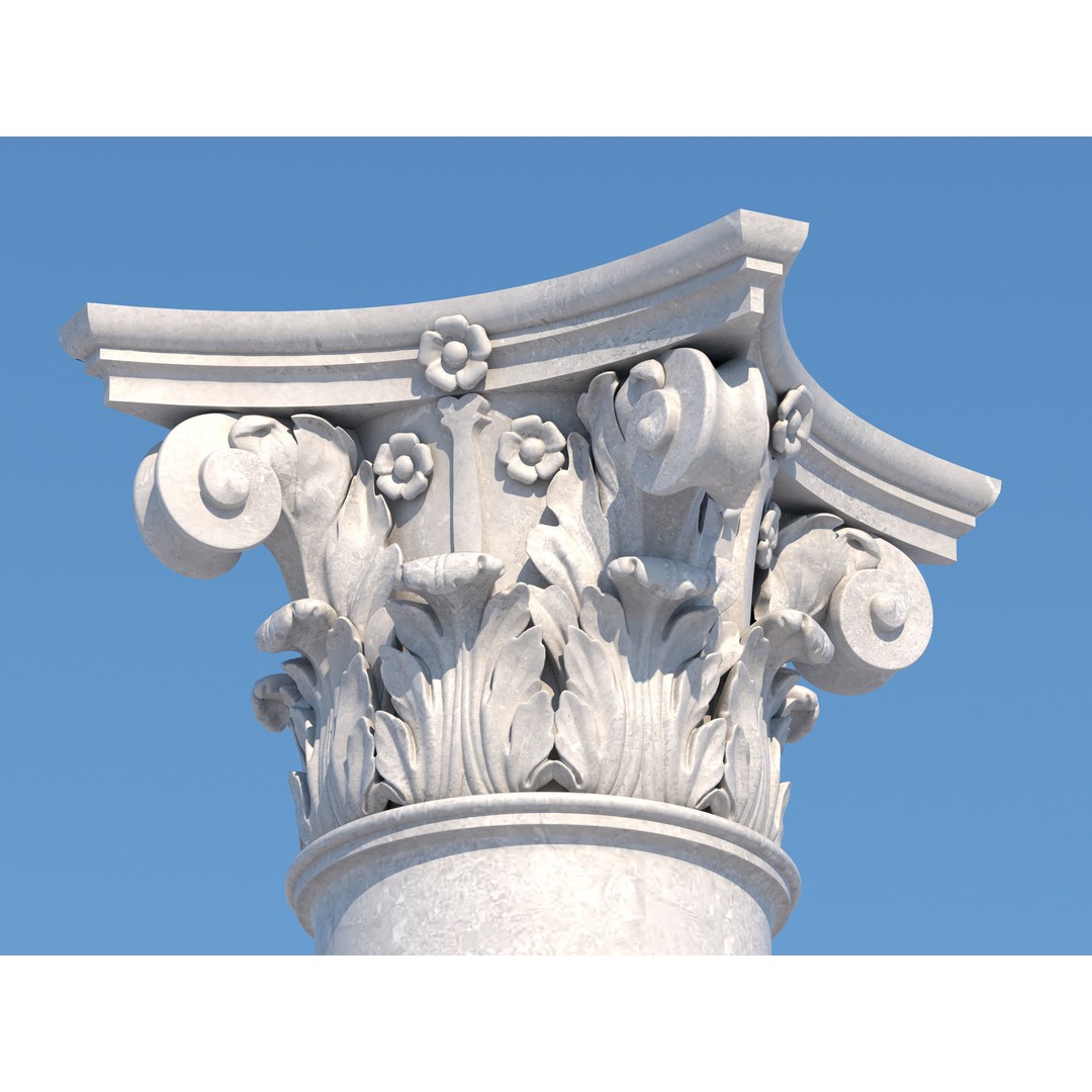Corinthian Column 3D Model – Low Poly Architectural Element, FBX - View 12