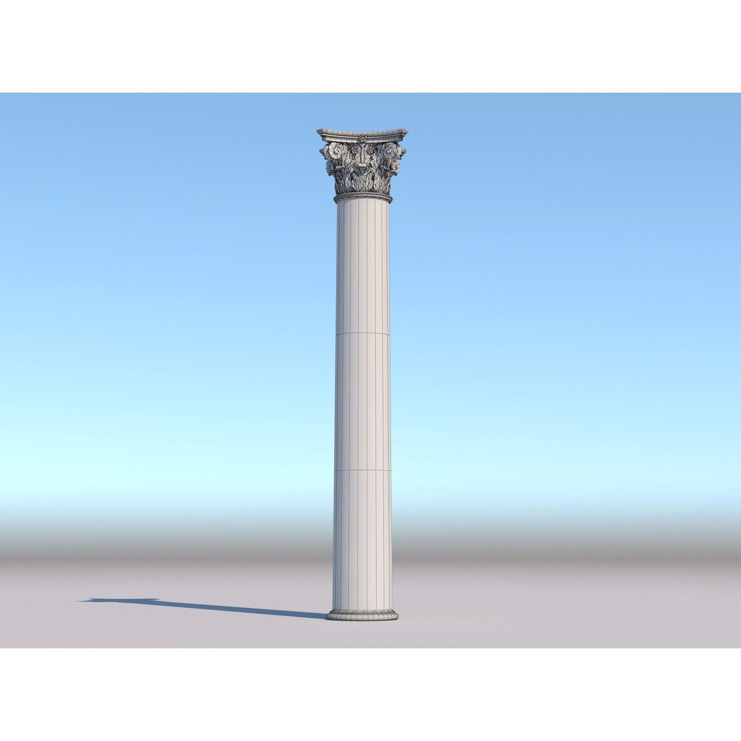 Corinthian Column 3D Model – Low Poly Architectural Element, FBX - View 13