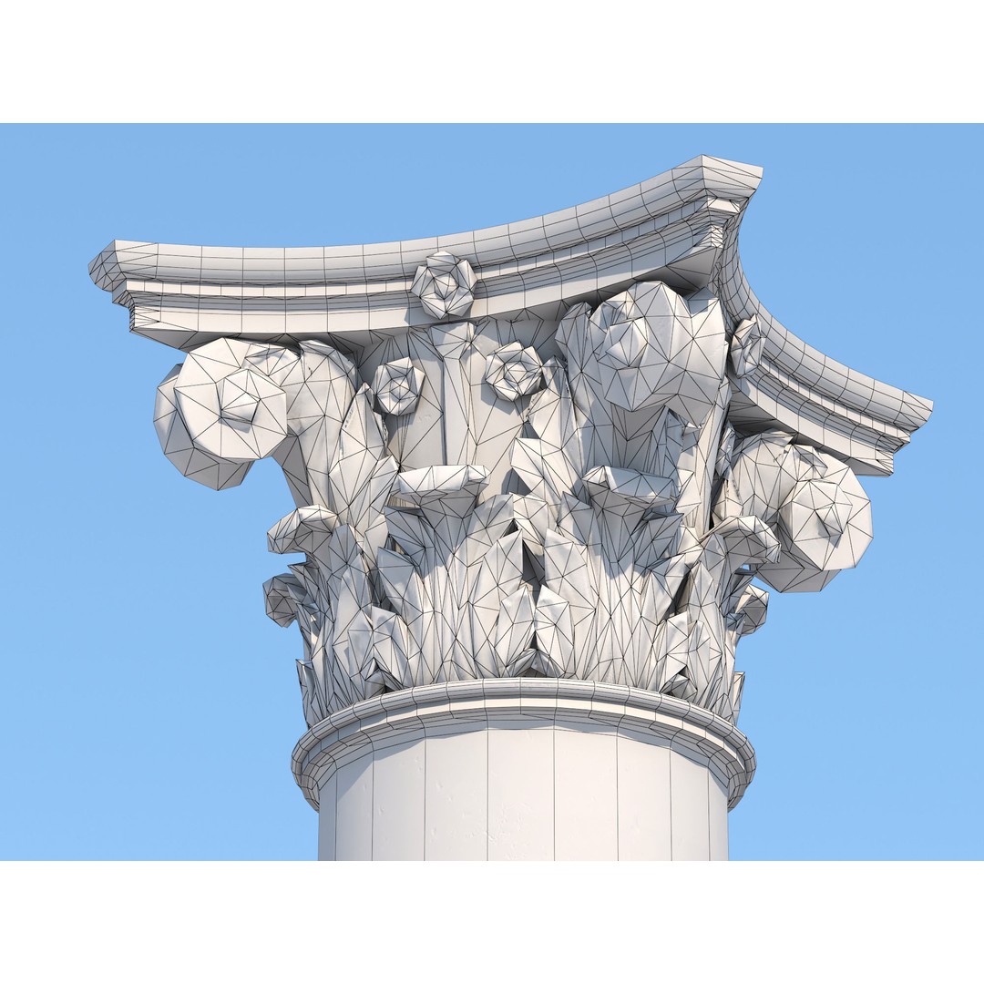 Corinthian Column 3D Model – Low Poly Architectural Element, FBX - View 15