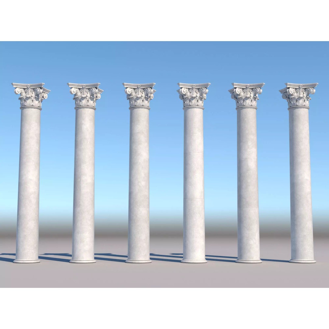 Corinthian Column 3D Model – Low Poly Architectural Element, FBX - View 2