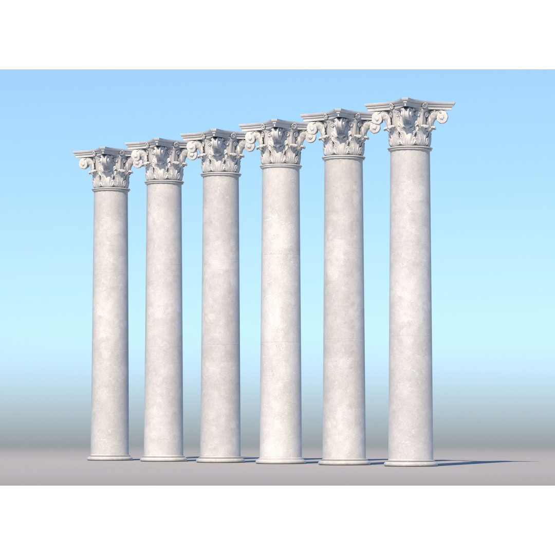 Corinthian Column 3D Model – Low Poly Architectural Element, FBX - View 3