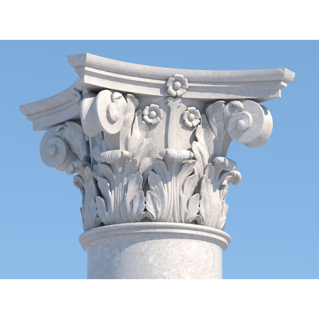 Corinthian Column 3D Model – Low Poly Architectural Element, FBX - View 6