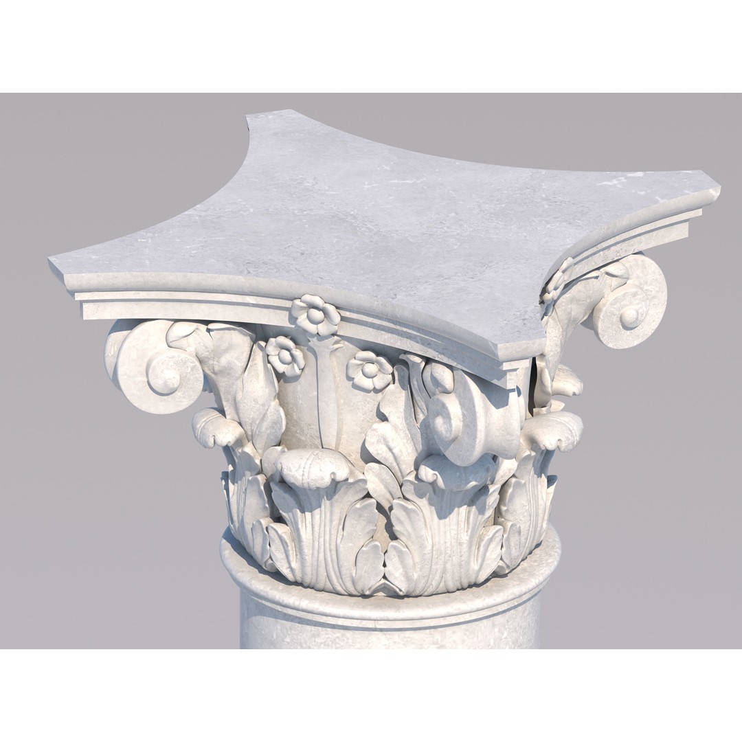 Corinthian Column 3D Model – Low Poly Architectural Element, FBX - View 7