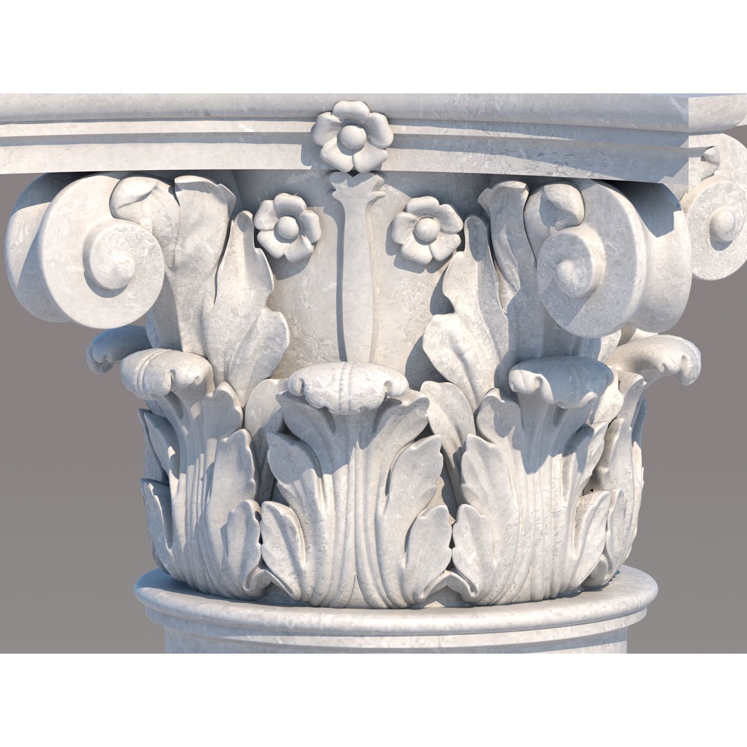 Corinthian Column 3D Model – Low Poly Architectural Element, FBX - View 8