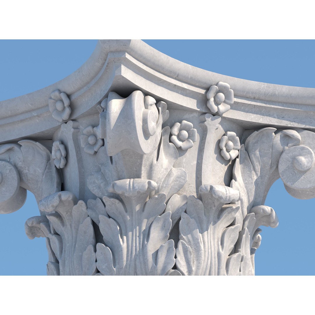 Corinthian Column 3D Model – Low Poly Architectural Element, FBX - View 9