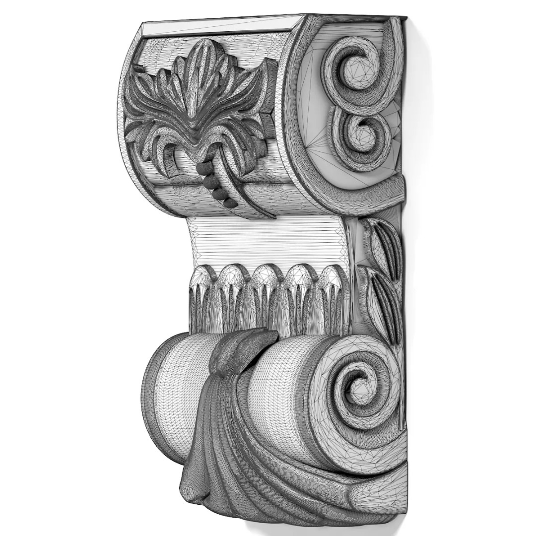 Corbel 3D Model – Decorative Architectural Panel, FBX, PBR Textures