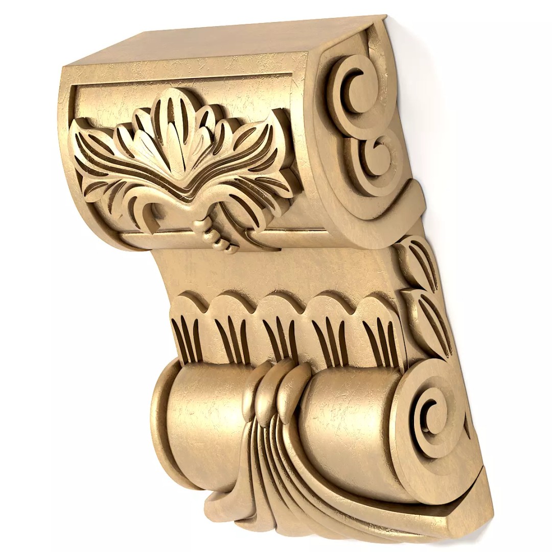 Corbel 3D Model – Decorative Architectural Panel, FBX, PBR Textures - View 4