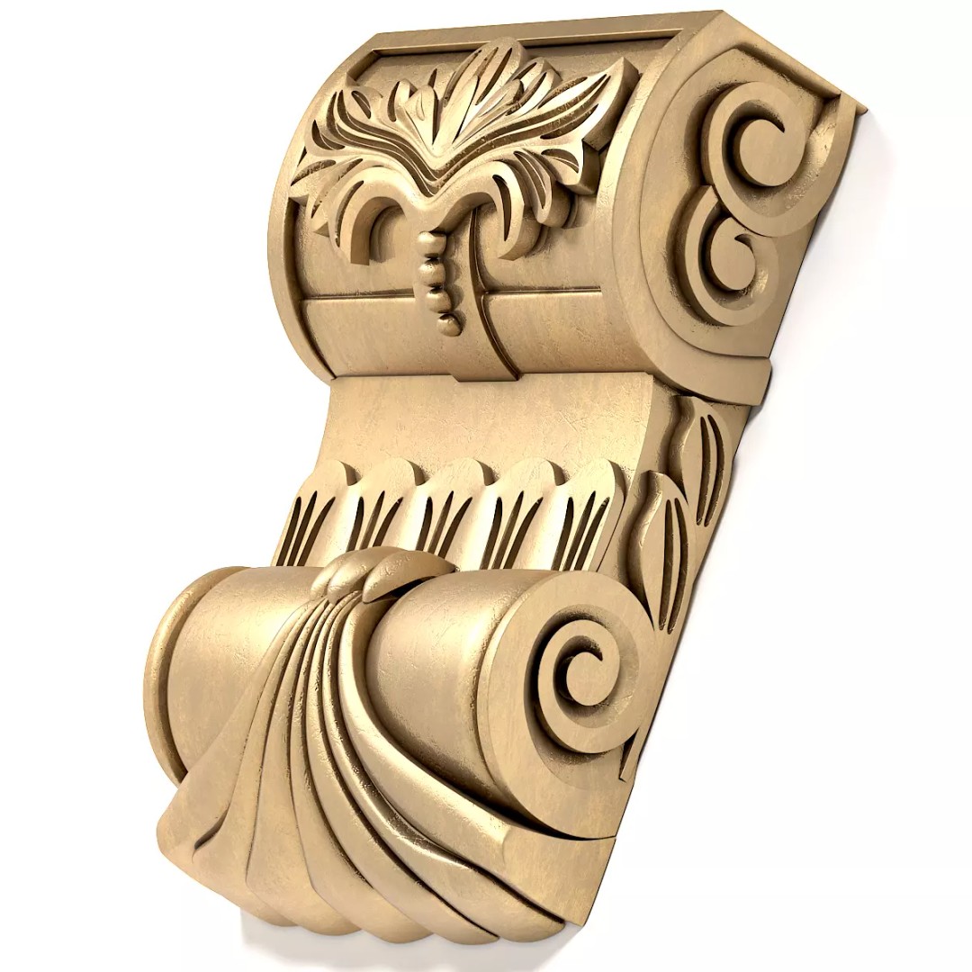 Corbel 3D Model – Decorative Architectural Panel, FBX, PBR Textures - View 5