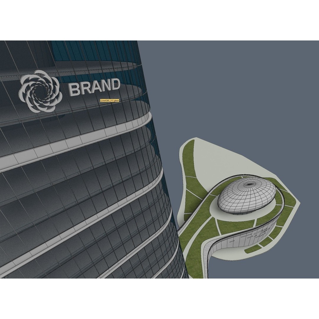 High-Rise Office Building 3D Model – Low Poly Game Asset, FBX, OBJ - View 10