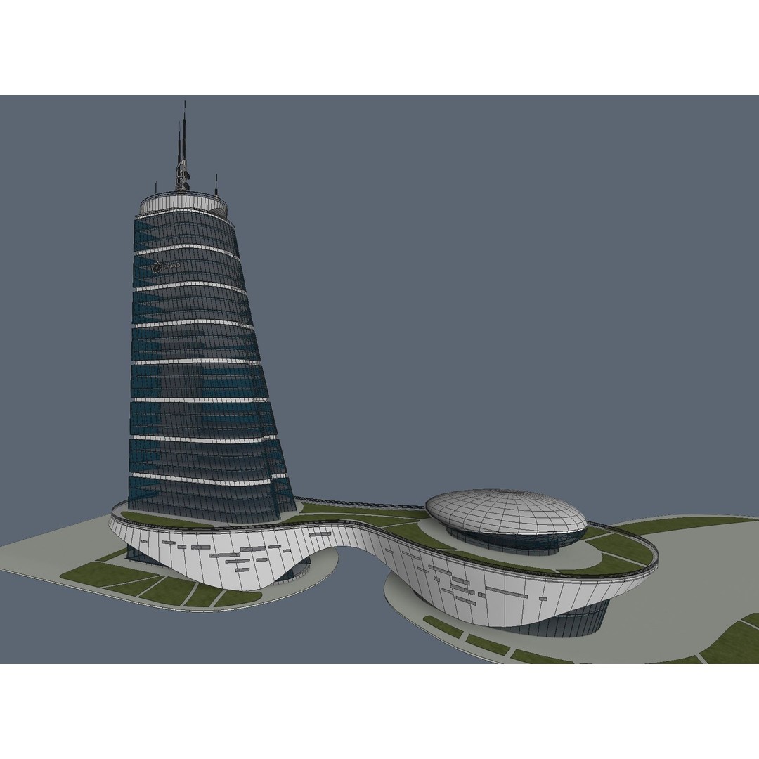 High-Rise Office Building 3D Model – Low Poly Game Asset, FBX, OBJ - View 11