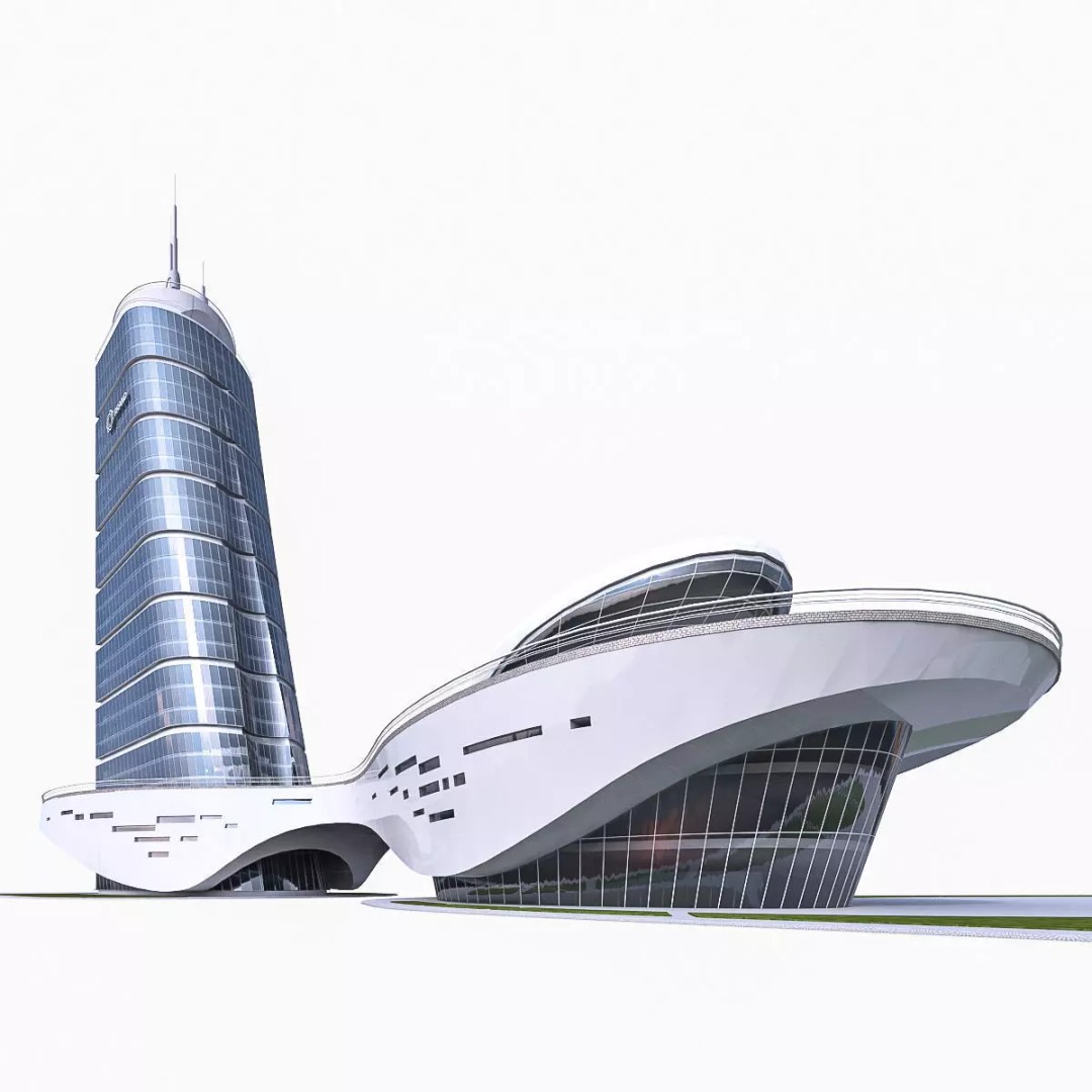 High-Rise Office Building 3D Model – Low Poly Game Asset, FBX, OBJ - View 2