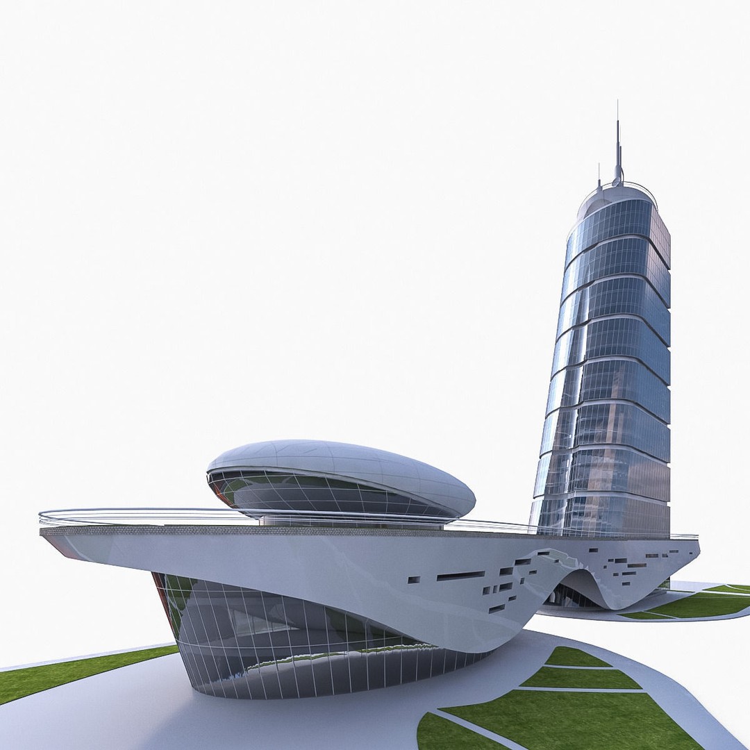 High-Rise Office Building 3D Model – Low Poly Game Asset, FBX, OBJ - View 4