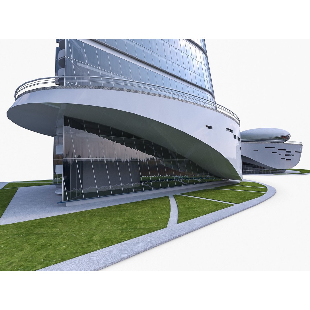 High-Rise Office Building 3D Model – Low Poly Game Asset, FBX, OBJ - View 5