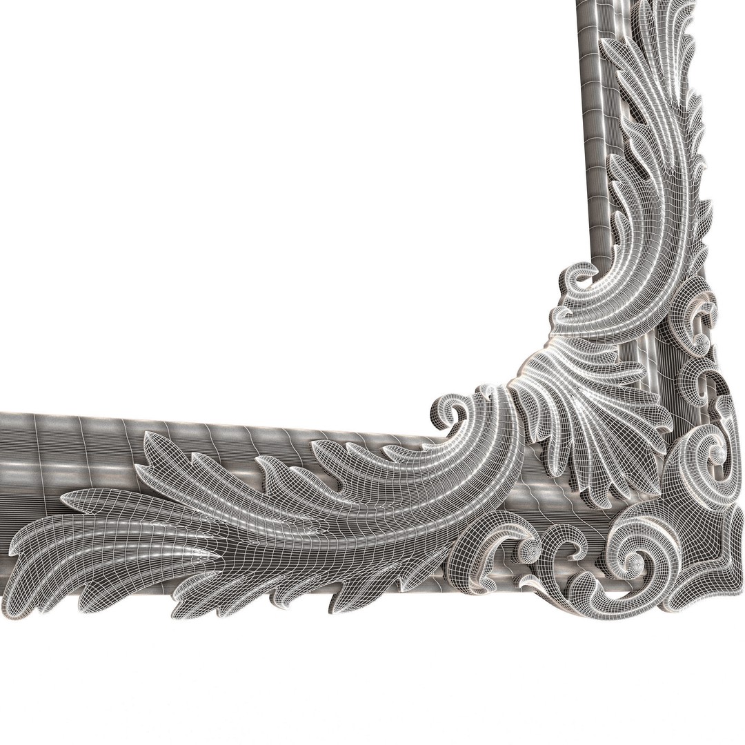 Corner Carved Plaster Molding 3D Model – Low Poly Architectural Decoration, FBX, OBJ - View 11