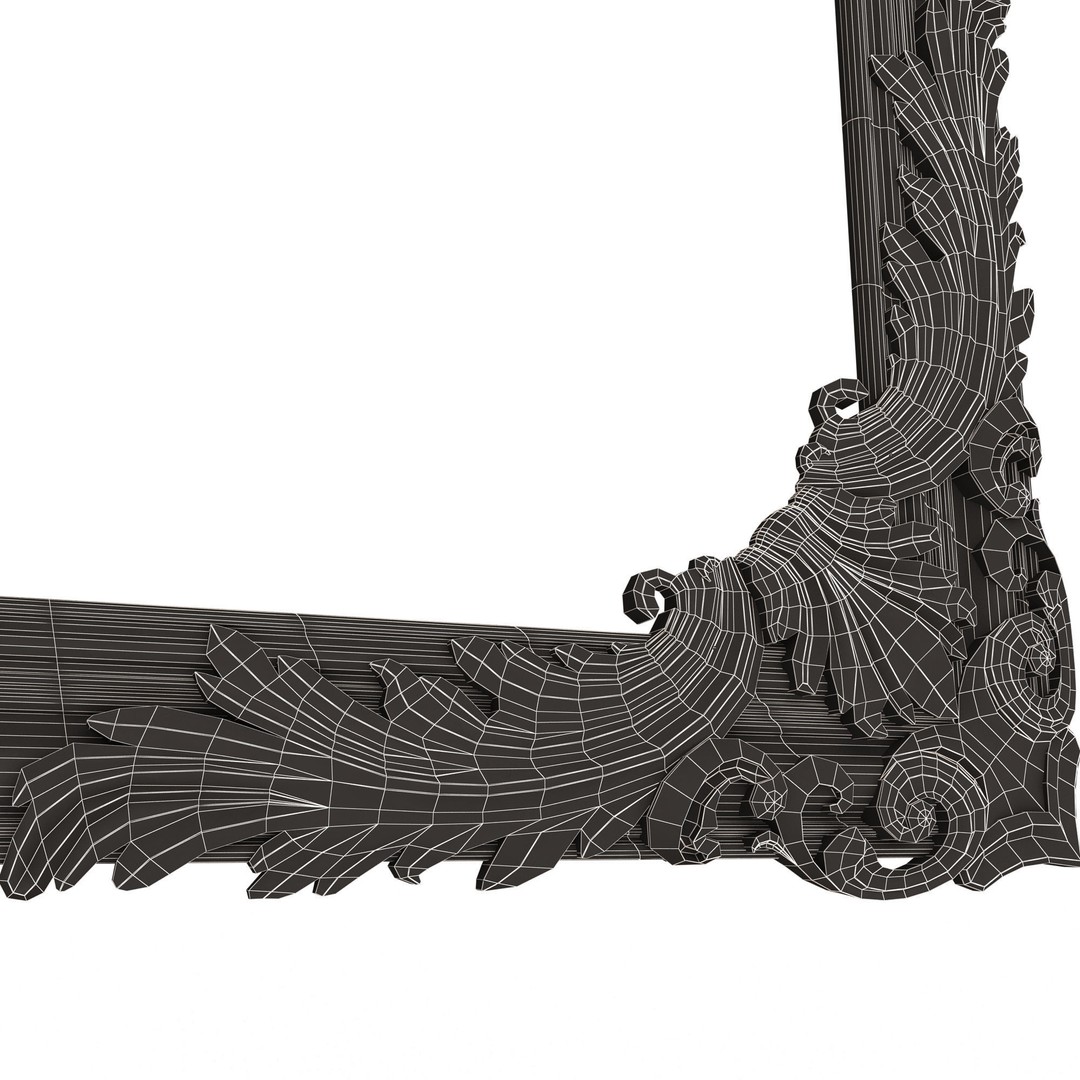 Corner Carved Plaster Molding 3D Model – Low Poly Architectural Decoration, FBX, OBJ - View 17