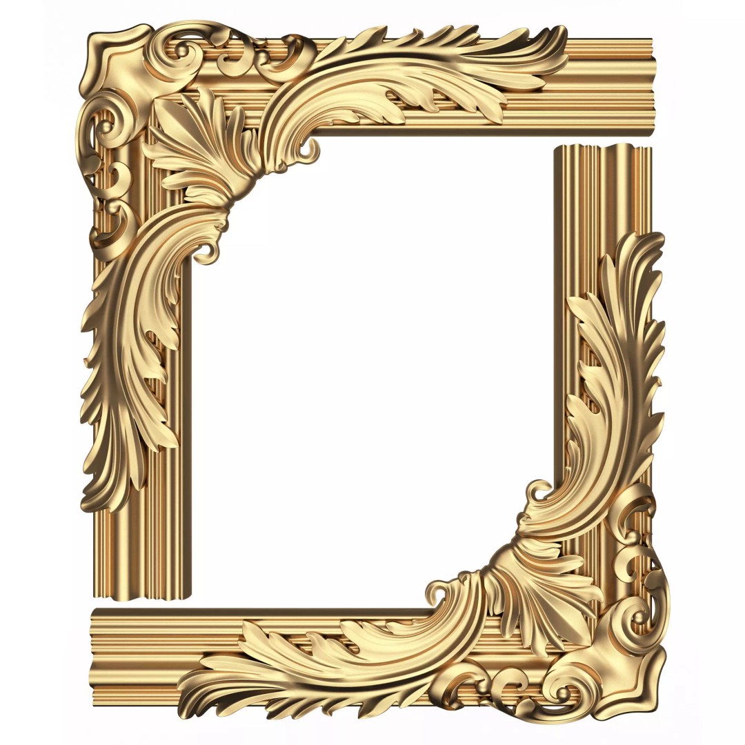 Corner Carved Plaster Molding 3D Model – Low Poly Architectural Decoration, FBX, OBJ - View 2