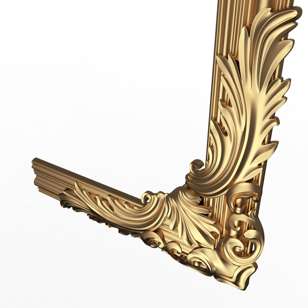 Corner Carved Plaster Molding 3D Model – Low Poly Architectural Decoration, FBX, OBJ - View 4