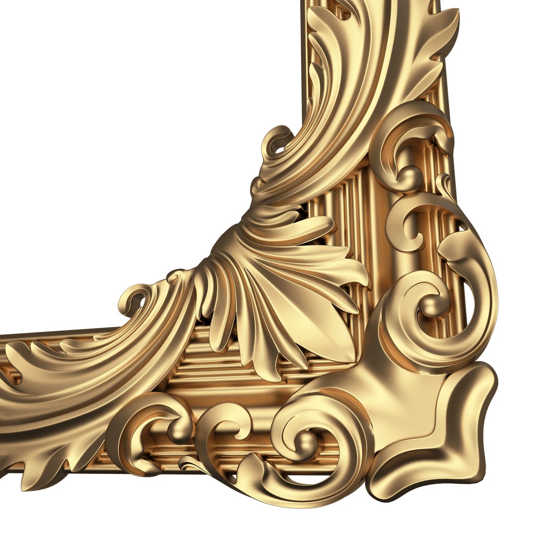 Corner Carved Plaster Molding 3D Model – Low Poly Architectural Decoration, FBX, OBJ - View 6