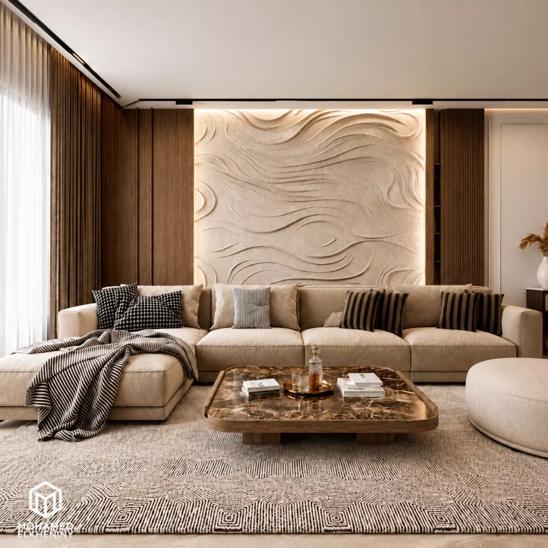 Organic Wavy Decor Relief Mural 3D Model – Abstract CNC Art, STL, FBX, OBJ - View 2