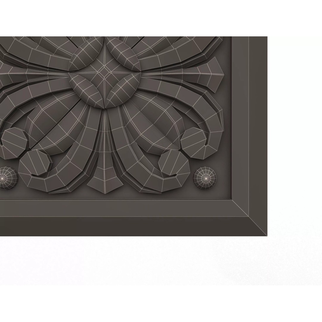 Rosette Carved Decoration 3D Model – Low Poly Architectural Ornament, FBX, OBJ