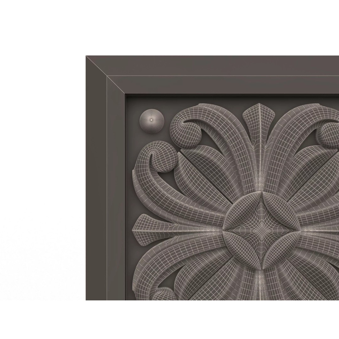 Rosette Carved Decoration 3D Model – Low Poly Architectural Ornament, FBX, OBJ - View 10