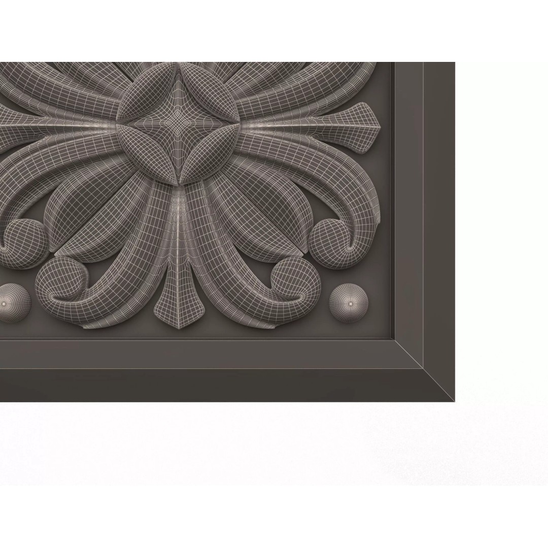Rosette Carved Decoration 3D Model – Low Poly Architectural Ornament, FBX, OBJ - View 11